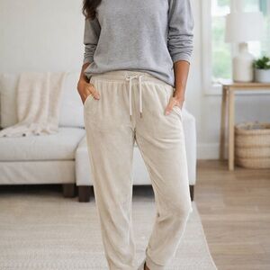 Saturday Sunday Anthropologie Velour Joggers Beige Lounge Pants M